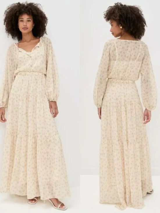 NWT Reformation Becca Dress Ditsy | Tiered Maxi Boho Floral XS - Picture 3 of 13